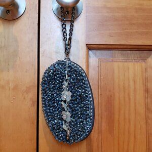 Anteprima wire clutch grey and silver with bag charm and detachable chain strap